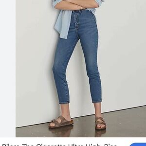 Anthropologie High-Rise Cigarrette Slim Straight Jeans in Medium Blue